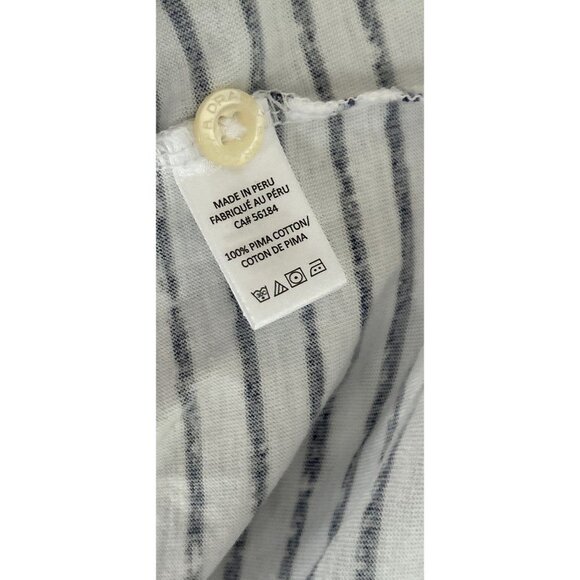 B DRADDY 100% PIMA Cotton Polo Shirt Embroidered Logo White Blue Pinstripes - ME - Picture 7 of 8